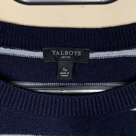 Talbot,sweater, navy, white stripes, love letters, size S, cotton blend. - Picture 4 of 5
